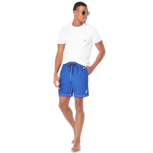 Nautica Men's Solid Quick Dry Classic Logo Swim-Trunk