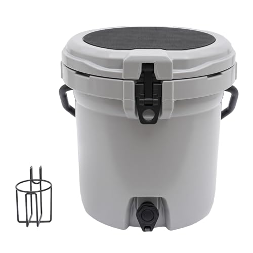 KEPSLERYZ 5 Gallon Water Jug Cooler Insulated Beverage Dispenser Leak-Proof & Anti-Slip for Camping, Fishing, Parties (Gra...