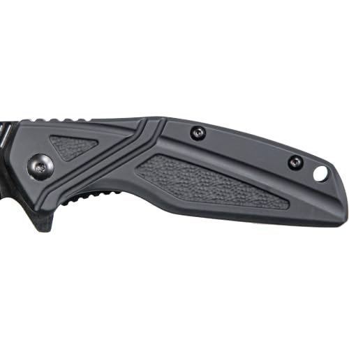 Smith & Wesson SW1101 6.89in Stainless Steel Folding Knife with 3in Drop Point Blade and Rubberized Handle for Outdoor, Ta...
