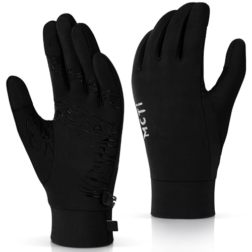MCTi Lightweight Gloves Liners for Men Women, Touch Screen Gloves with Conductive Microfiber, Palm Silicone, for Running D...