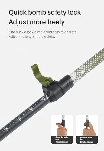 Naturehike 1 Piece 3K Carbon Fiber Trekking Pole-Collapsible and Telescopic 3 Section Ultralight Hiking Pole for Women Men...