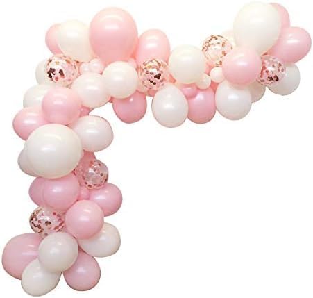 100PCS Pink Balloons Garland with Pink and White Balloons Confetti Balloons for Birthday Party Bridal Baby Shower Engageme...