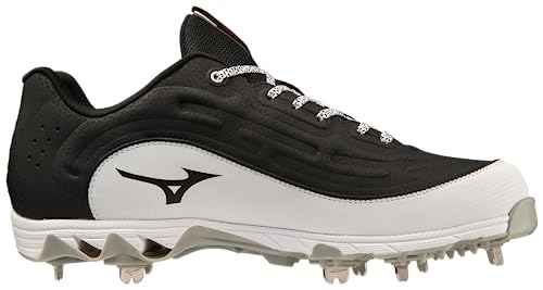 Mizuno 9-Spike® Ambition 3 Low Men's Metal Baseball Cleat | Black-White | US Mens 9.5