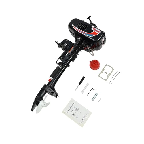 Outboard Motor, 2 Stroke 52CC 1.45KW Fuel Oil Outboard Boat Motor Engine Heavy Duty Fishing Boat Motor Engine with Water C...