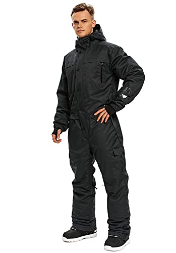 SNBOCON Mens One Piece Ski Suit Snowsuits Colorful Snowboard Jumpsuits Waterproof Hooded Warm Jackets Outdoor Winter