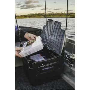 RAILBLAZA Gear Hub Kayak Fishing Crate - with 4 Internal Rod Holders, Storage for 8 TackleBoxes, Premium Kayak Crate with ...