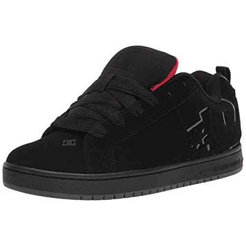 DC Men's Court Graffik Casual Skate Shoes, Black/RED, 10