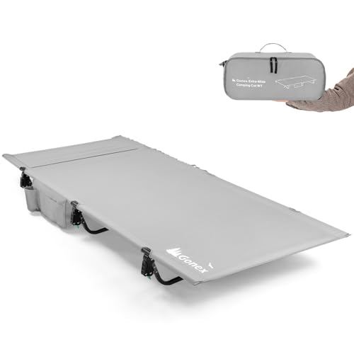Gonex 31.5" Extra Wide Camping Cot with Premium Pillow Pocket Supports 350lbs, Portable Ultralight Folding Cot Bed for Adu...