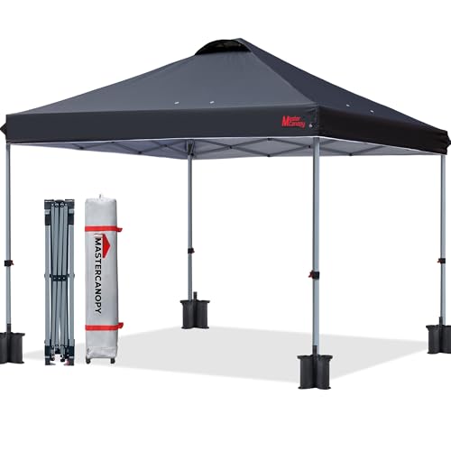 MASTERCANOPY Durable Pop-up Canopy Tent with Roller Bag (10x10, Black)