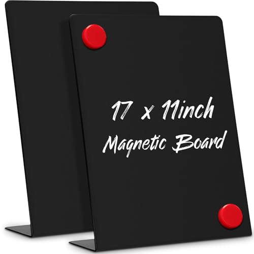 Fainne Magnetic Bulletin Board with Easel Stand Mini Black Magnet Metal Tabletop Memo Display Board for Back to School Men...