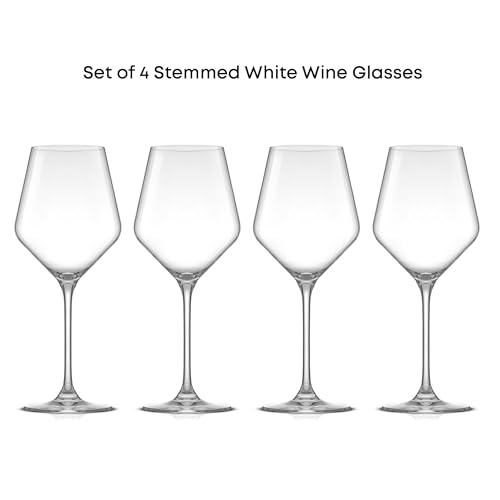 JoyJolt Layla White Wine Glasses, Set of 4 Italian Glasses, 13.5 oz Clear – Made in Europe