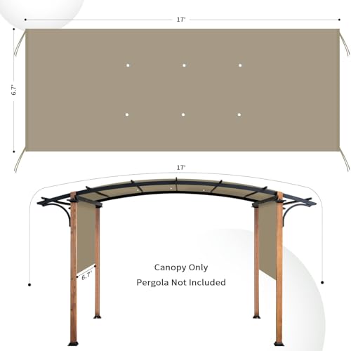 Universal Canopy Cover Replacement for 17x6.8 Ft Outdoor Pergola Structure, Garden Pergola Shade for Gazebo Patio Porch Ba...
