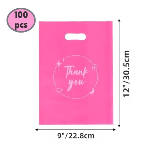 100PCS Thank You Gift bag, reusable plastic bag with suitable for boutiques,retail shopping,weddings, birthdays,Thanksgivi...