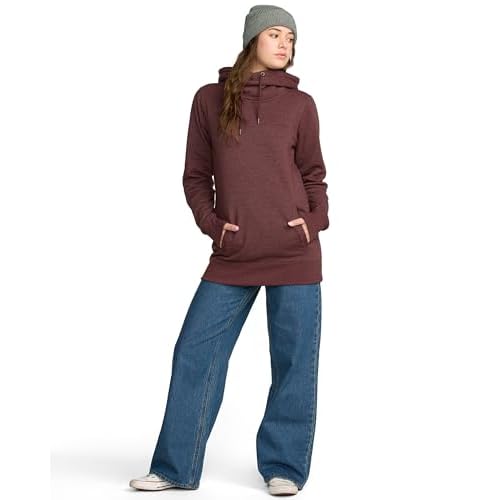 Volcom Women's Tower Long Fit Sweatshirt ? Drawstring Hood Ribbed Cuffs & Hem