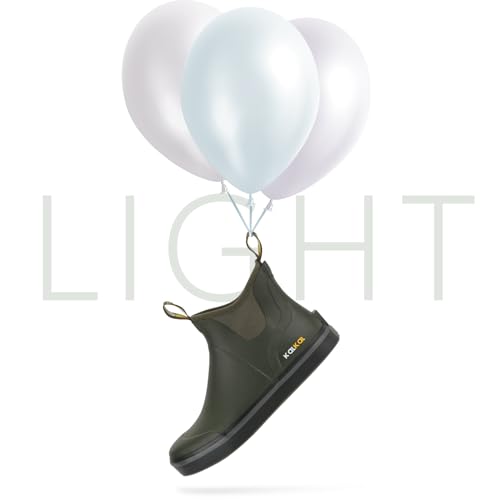 Kalkal Men's Deck Boots Anti-Slip Saltwater Fishing Rain Boots with Memory Foam, Waterproof Rubber Ankle Work Boots for Sa...