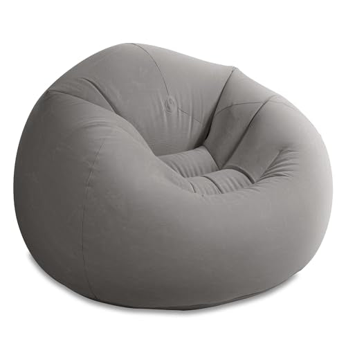 Intex 68579EP Beanless Bag Inflatable Lounge Chair: Corduroy Textured Flocking – Durable Vinyl – Folds Compactly – 220lb W...