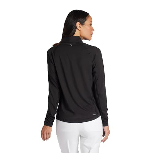 PUMA Women's You-V Solid 1/4 Zip, Black Shade, S