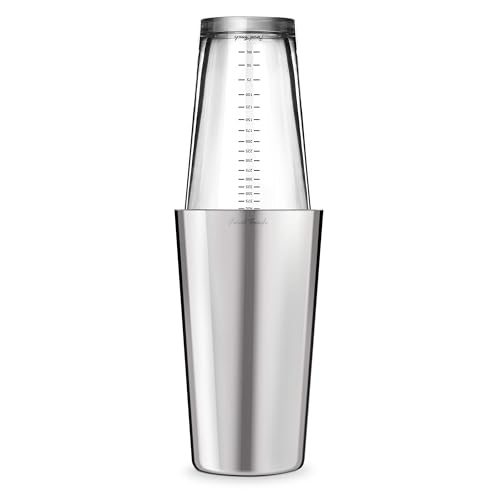 Final Touch Double-Wall Boston Shaker Set - Stainless Steel Mixing Glass with Silicone Seal - BPA-Free, Compact Storage - ...