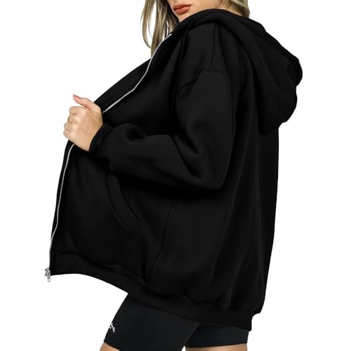 Women's Oversized Zip-Up Hoodie - Lightweight Casual Jacket, Fall Winter Wear