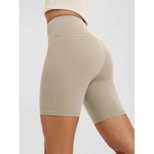 ODODOS 2-Pack High Waist Workout Shorts for Women Tummy Control Workout Gym Athletic Biker Shorts-6" / 8" Inseam