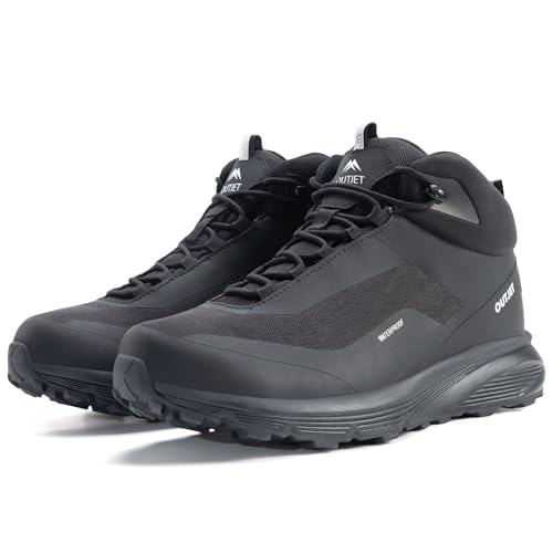OUTJET Men's Waterproof Hiking Boots Lightweight Comfortable Outdoor Walking Trail Boots Shoes