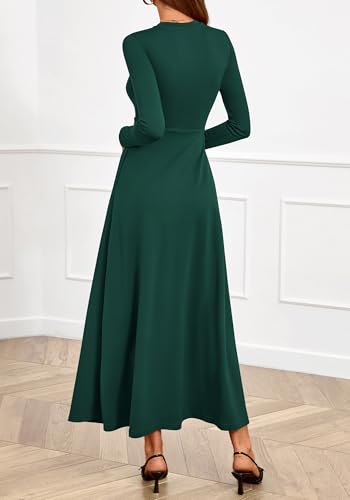 BTFBM Long Sleeve Dress for Women Spring Clothes 2026 Pockets Business Casual Pleated Fall Wedding Guest Dresses