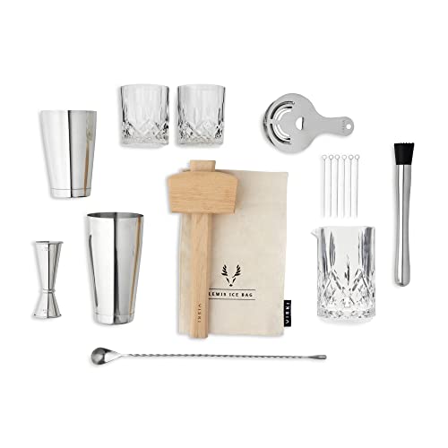 Viski Bartender Kit and Barware Set Includes Boston Cocktail Shakers, Mixing Glass, Jigger, Muddler, Strainer, Bar Spoon, ...