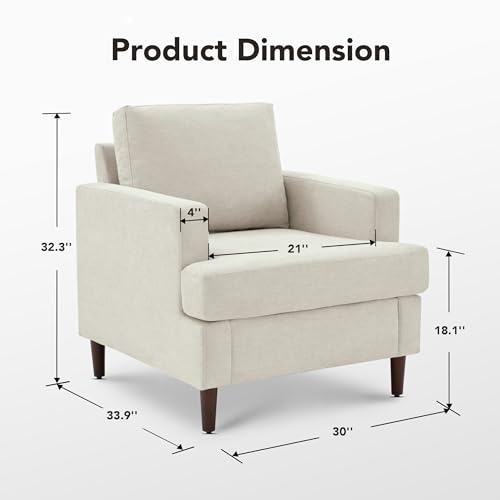 Weture Mid-Century Accent Chair,Modern Linen Fabric Armchair for Living Room,Comfy Upholstered Reading Accent Chairs for B...