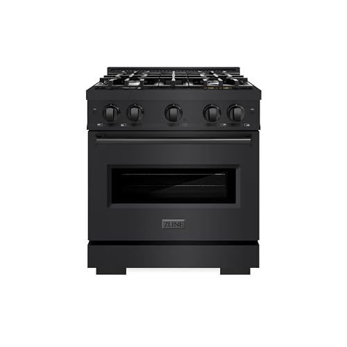 ZLINE 30 in. 4.2 cu. ft. Classic Gas Range with 4 Burner Cooktop and Convection Gas Oven in Black Stainless Steel (CGRB-30)