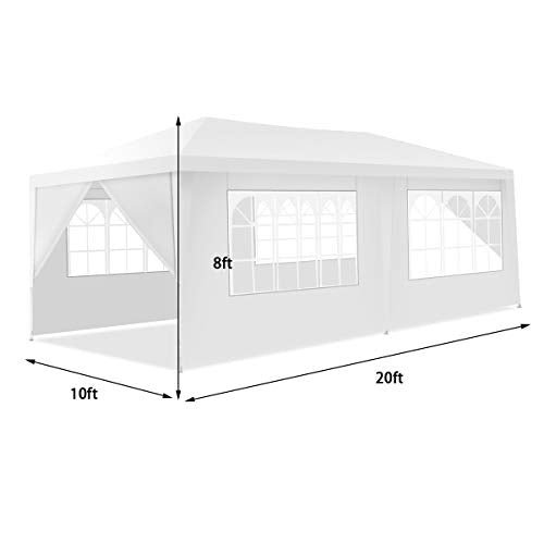 ORALNER 10'x20' Outdoor Canopy Tent, White Wedding Party Tent with 6 Removable Sidewalls & Carrying Bag, Heavy Duty Campin...