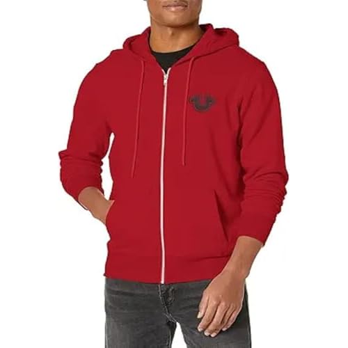 True Religion Men's Puff Print Core Zip Up Hoody ? Full Zip with Graphic