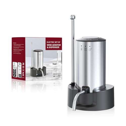 Upgraded Wine aerator Electric Wine Decanter, Rechargeable Automatic Wine Dispenser withStorage Base,Two Modes:long press ...