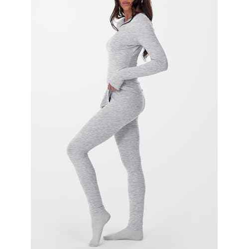 ANRABESS Thermal Underwear for Women Long Johns Fleece Lined Base Layer Pajama Set Cold Weather Top Bottom Winter Clothing