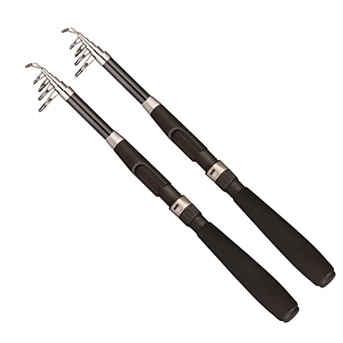 Fishing Pole Combo Set,2.1m/6.89ft 2PCS Collapsible Rods 2PCS Spinning Reels Lures Set Carrier Bag Carbon Fiber Telescopic...