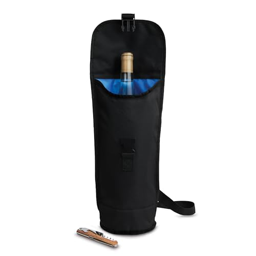 PackIt® Freezable Wine Bag, Black, Built with EcoFreeze® Technology, Foldable, Reusable, Shoulder Strap with Buckle Closur...