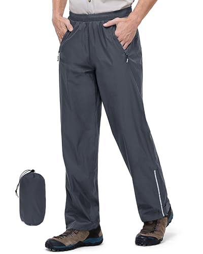 Outdoor Ventures Men's Rain Pants Waterproof Rain Overall Pants Windproof Packable Rain Outdoor Pants for Hiking Fishig Golf