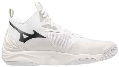 Mizuno Wave Momentum 3 Mid Unisex Volleyball Shoe, White-Black, 17 Narrow US Men