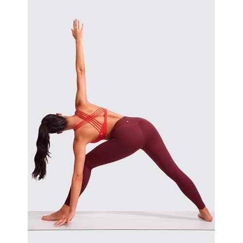 CRZ YOGA Naked Feeling Strappy Sports Bras for Women - Criss Cross Back Wireless Padded Cami Yoga Workout Top