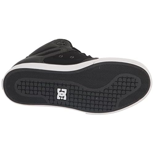 DC Men's Pure High Top WC Skate Shoes Black/Black/White 9