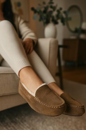 Project Cloud 100% Genuine Leather Slippers for Women - Fur Lined Outdoor Slippers for Women Footwear with Memory Foam - S...