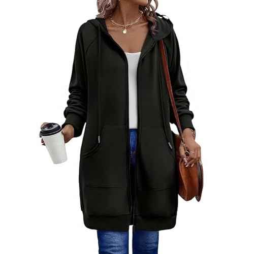 Zeagoo Women's Zip Up Hoodies Long Tunic Sweatshirts Long Sleeve Oversized Fleece Casual 2025 Fall Jacket Coat with Pocket