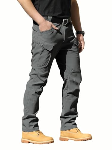 FLYFIREFLY Men's Tactical Cargo Pants Water Resistant Ripstop Outdoor Quick Dry Hiking Work Pants with Pockets(No Belt)