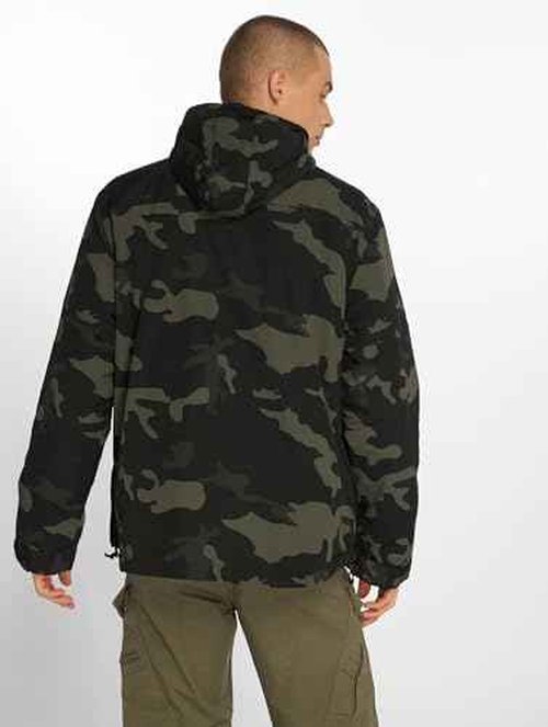 Brandit Individual Wear Men's Fleece-Lined Quarter Zip Windbreaker Pullover - Lightweight Weatherproof Casual Outdoor Jacket, Dark Camo, Small
