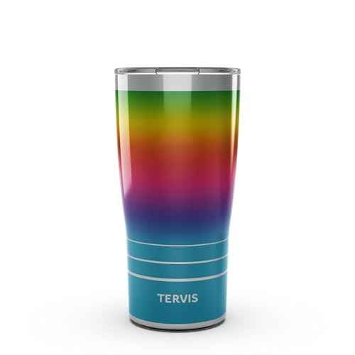 Tervis Traveler Rainbow Flavor Ombre Triple Insulated Tumbler Travel Cup Keeps Drinks Cold & Hot, 20oz, Stainless Steel