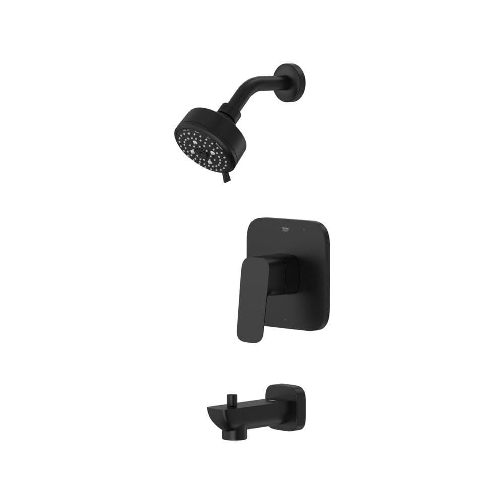 Grohe 1053802430 Cubeo Pressure Balance Valve Tub/Shower Trim Kit, Matte Black