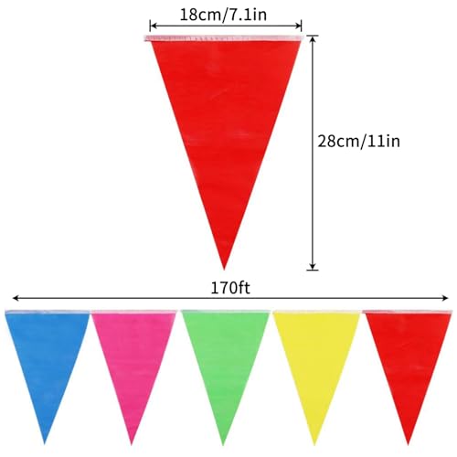 RUBFAC 1020ft 720pcs Colorful Pennant Banner Flags Multicolor Bunting String Triangle Flags Bulk, Garland for Grand Openin...