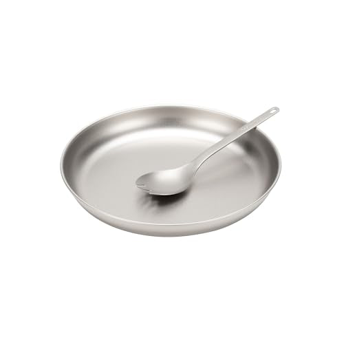 Snow Peak Titanium Trek Plate, Durable, Lightweight, Outdoor Kitchen Essential, Stackable, Camping, Hiking, Backpacking, 2oz