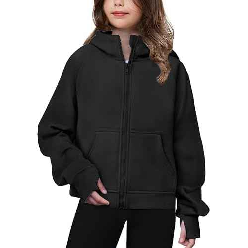 Arshiner Girls Zip Up Hoodies Teen Hooded Sweatshirts Fleece Jackets Kids Fall Fashion Outfits Winter Clothes