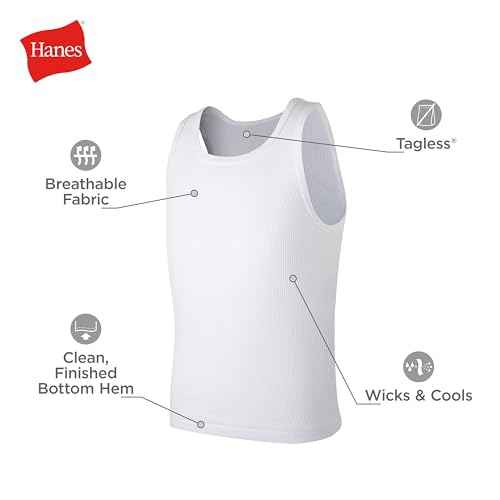Hanes Boys¡¯ Tank Cotton Undershirt, EcoSmart, 10 Pack, White