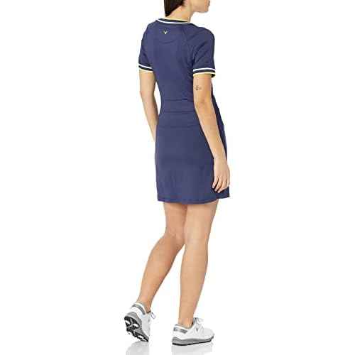 Callaway Women¡¯s V-Neck Colorblock Short Sleeve Golf Dress with Truesculpt, Stretch Fabric, Moisture-Wicking, Sun Protection